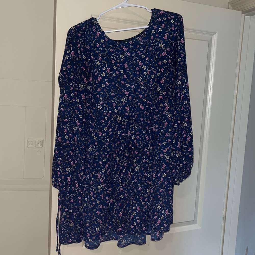 Floral long sleeve babydoll dress, size L